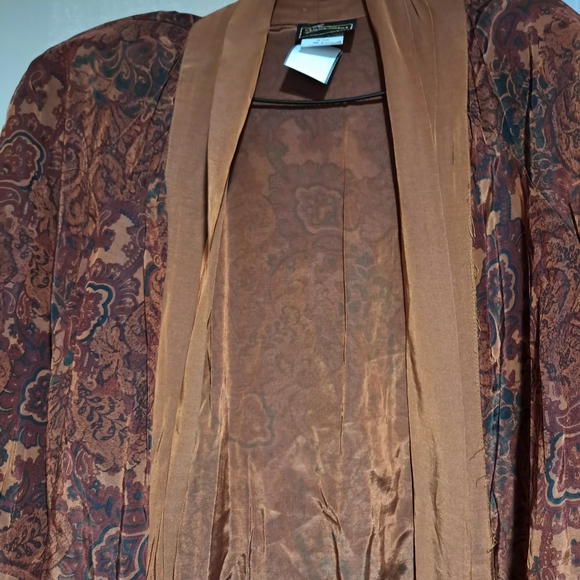 Vintage Just Me Paisley Duster Kimono Cardigan Size 18 Boho 90s Earth Tone - Picture 13 of 14